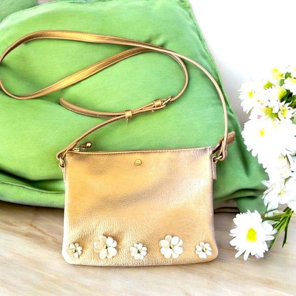 LAUREN CONRAD Rose Gold Crossbody Bag with 5 Leather Roses - Picture 1 of 14